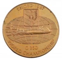 1987. Szeged 1987 - 0 350 World Championship egyoldalas, aranyozott bronz emlékérem (60mm) T:2 patina, ph