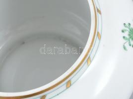 Herendi zöld Fleur de Indes (india kosaras) mintás bonbonier, kézzel festett, jelzett, rózsán apró l...