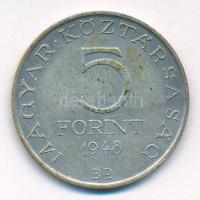 1948. 5Ft Ag "Petőfi" T:2 patina Adamo EM1