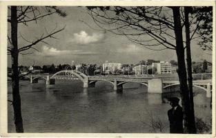 1932 Pöstyén, Piestany; Új híd a Vágon át / Novy most cez Váh / new bridge