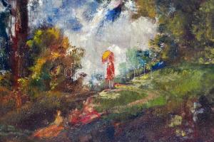 Herman Lipót (1884-1972): Fürdőzők, 1928. Olaj, vászon. Jelezve jobbra lent. Hátoldalán Szépművészet...