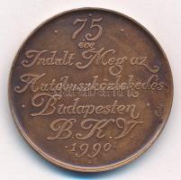 Lapis András (1942-) 1990. 75 éve indult meg az autóbuszközlekedés Budapesten - B.K.V. 1990 kétoldalas bronz emlékérem (32mm) T:1- patina