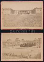 cca 1890-1900 Párizs, Rue Soufflot, Palais du Trocadéro, Le Louvre, Versailles-Trianon, 4 db keményhátú fotó, 16x11 cm / Paris, 4 vintage photos
