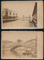 cca 1900 Velence, Szent Márk tér, Rialto híd, épületek, 4 db keményhátú fotó, Fratelli Gajo műterméből, 16,5x11 cm / Venezia, Venice, 4 vintage photos