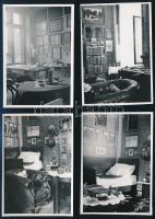1934 Szobabelsők képekkel a falon, 4 db fotó, szép állapotban, 8,5×6 cm