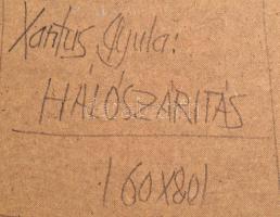 Xantus Gyula (1919-1993): Hálószárítás. Olaj, farost. Jelezve jobbra lent, hátoldalán autográf felir...