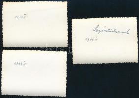 1944 Magyar katonák indulása a frontra vasúton Sátoraljaújhelyről, 7 db fotó felirattal, jó állapotb...