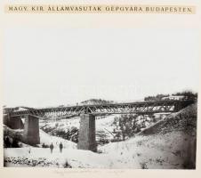 cca 1910 Nagyberezna melletti vasúti híd, M. Kir. Államvasutak Gépgyára, kartonra kasírozott fotó, feliratozva, 17×23 cm