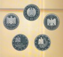 Németország 2002. 10€ Ag 5db klf emlékpénz, szettben T:PP
