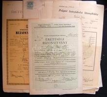 cca 1874-1940 15 db bizonyítvány