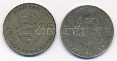 1947. 5Ft Ag "Kossuth" (2x) T:3 patina Adamo F8.1