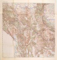 cca 1910 Szerbia és Montenegró térképe, 1:750.000, szakadt, 76x71 cm,