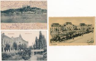 5 db RÉGI történelmi magyar város képeslap: Pozsony, Csurgó, Hévíz, Nyíregyháza, Szombathely / 5 pre-1945 historical Hungarian town-view postcards