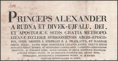 Benyovszky János,(1756-1827): fölszentelt püspök aláírása általa kiadott okmányon