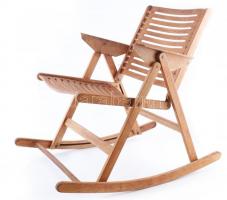 Niko Kralj (1921-2013) szlovén tervező Rex chair hintaszéke, összecsukható, korának (1952) megfelelő állapotban. / Post War Slovenian Design Rex Foldable Rocking Chair by Niko Kralj