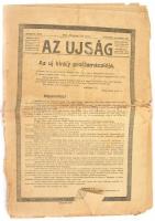 1916 Az Ujság, 1916. nov. 23., XIV. évf. 326. szám. Az uj király proklamácziója, gyászkeretes szám, kissé foltos, szakadt, 16 p.