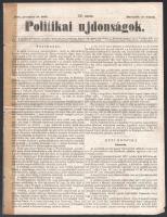 1857 Politikai ujdonságok, 1857. nov. 18. III. évf. 46. sz. Bp., Landerer és Heckenast, javított gerinccel, szakadt, 397-404 p.