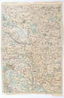 cca 1917 Nagykároly - Munkács és környékének térképe, 1:200.000, +szakadt, bejelölésekkel, körbevágott, 59x39 cm