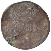 1704. X Poltura Cu "II. Rákóczi Ferenc" (6,97g) T:3 hullámos lemez, sérült érme
Hungary 1...