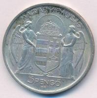 1939. 5P Ag "Horthy balra" T:1-,2 patina 
Adamo P8.2