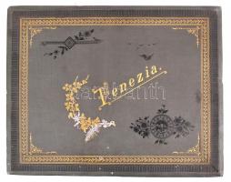 cca 1890 Velence építészete és műalkotásai 71 db nagyméretű, aranyozott szélű fotó-tábla (hozzá 10 ü...