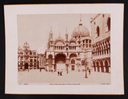 cca 1890 Velence építészete és műalkotásai 71 db nagyméretű, aranyozott szélű fotó-tábla (hozzá 10 ü...