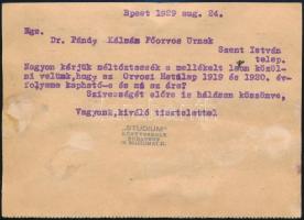 Pándy Kálmán (1868-1945) orvos ideggyógyász levelezése, 1 db levelezőlap
