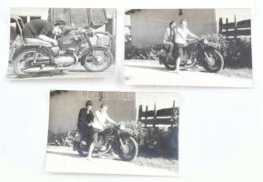 cca 1950 Vegyes motoros fotó tétel, 3 db, 9x14 cm és 8x12 cm közötti méretben