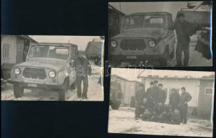 cca 1950-1960 Vegyes közlekedési fotó tétel, 7 db, autók, és 2 mozdony fotó, 9x14 cm és 6x9 cm közöt...