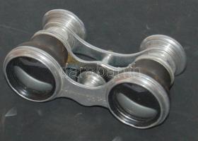 cca 1900 Antik bőr-alumínium bevonatú színházi látcső, karcmentes ép lencsékkel, szép állapotban, tok nélkül