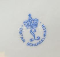 Oscar Schlegelmilch porcelán tál, jelzett, kopásnyomokkal, 24,5×16,5 cm