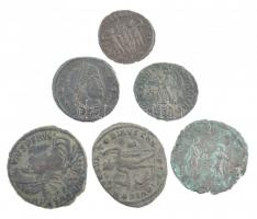 Római Birodalom 3-4. század 6db-os bronz érmetétel T:2-3 Roman Empire 3rd-4th century 6pcs bronze coin lot C:XF-F