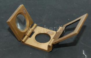 Antik olasz hordozható háromrészes, összecsukható nagyító, eredeti ép lencsével