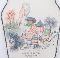 Kínai legyező, kézzel festett, hibátlan, h: 37 cm