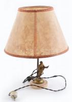 Figurális lámpa, ferde, nem hozzá illő ernyővel, kopott, m: 45 cm