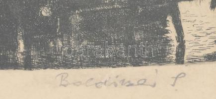 Boldizsár István (1897-1984): Balaton. Rézkarc, papír, jelzett, üvegezett fakeretben, 15,5x29 cm. La...