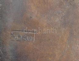 Tevan Margit (1901-1978): Kovácsok, fém doboz, jelzett, kopott, 10x7x2 cm