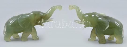 Jade elefántok párban. Kézi faragás. 12 cm