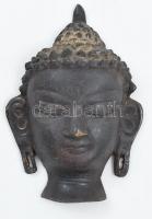Bronz Buddha fej. Falidísz. 14 cm