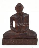 Ülő Buddha. Faragott keményfa szobor 9 cm