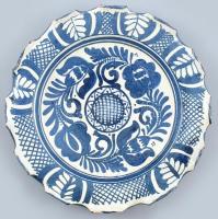 Korondi népi tányér, jelzett, mázhibákkal, d: 27 cm