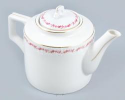 Zsolnay porcelán teás kanna. Matricás, jelzett, kissé kopott aranyozással 26 cm