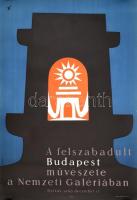 Konecsni György (1908-1970): A felszabadult Budapest művészete, Magyar Nemzeti Galéria, 1960. Plakát, papír, ofszet, jelzett a plakáton, Offset Nyomda. 83x57,5 cm. Feltekerve, lap tetején apró szakadással és törésnyommal.