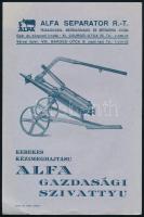 cca 1930 Kézi meghajtású Alfa Separator 2 db dekoratív képes termékismertető prospektusa, 16p + 4 p,...