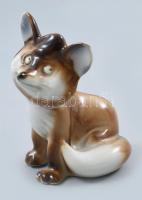 Zsolnay porcelán róka, Vuk, kézzel festett, jelzett, hibátlan, m: 10 cm