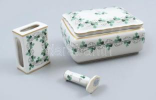 Herendi 1942, petrezselyemmintás dohányzó készlet, jelzett, kopásnyomokkal.