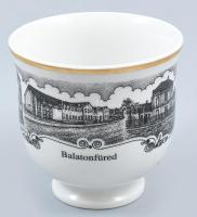 6 db Decobex jelszett teáscsésze, Balatonfüred, látványosságaival díszítve, matricás porcelán, kopás...