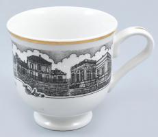 6 db Decobex jelszett teáscsésze, Balatonfüred, látványosságaival díszítve, matricás porcelán, kopás...
