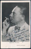 1942 Seress Rezső (1899-1968) zeneszerző, zongorista autográf dedikációja, őt magát ábrázoló képeslapon