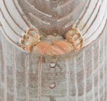 Kiss Roóz Ilona (1920-2010): Női figura, mázas kerámia, kézzel festett, jelzett, hibátlan, m: 55 cm